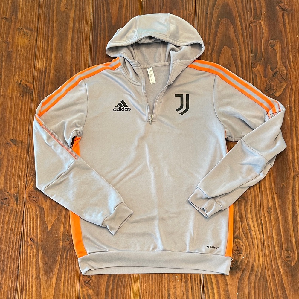 Adidas Men's Zip-Up juventus pullover in Gray with Orange Stripes